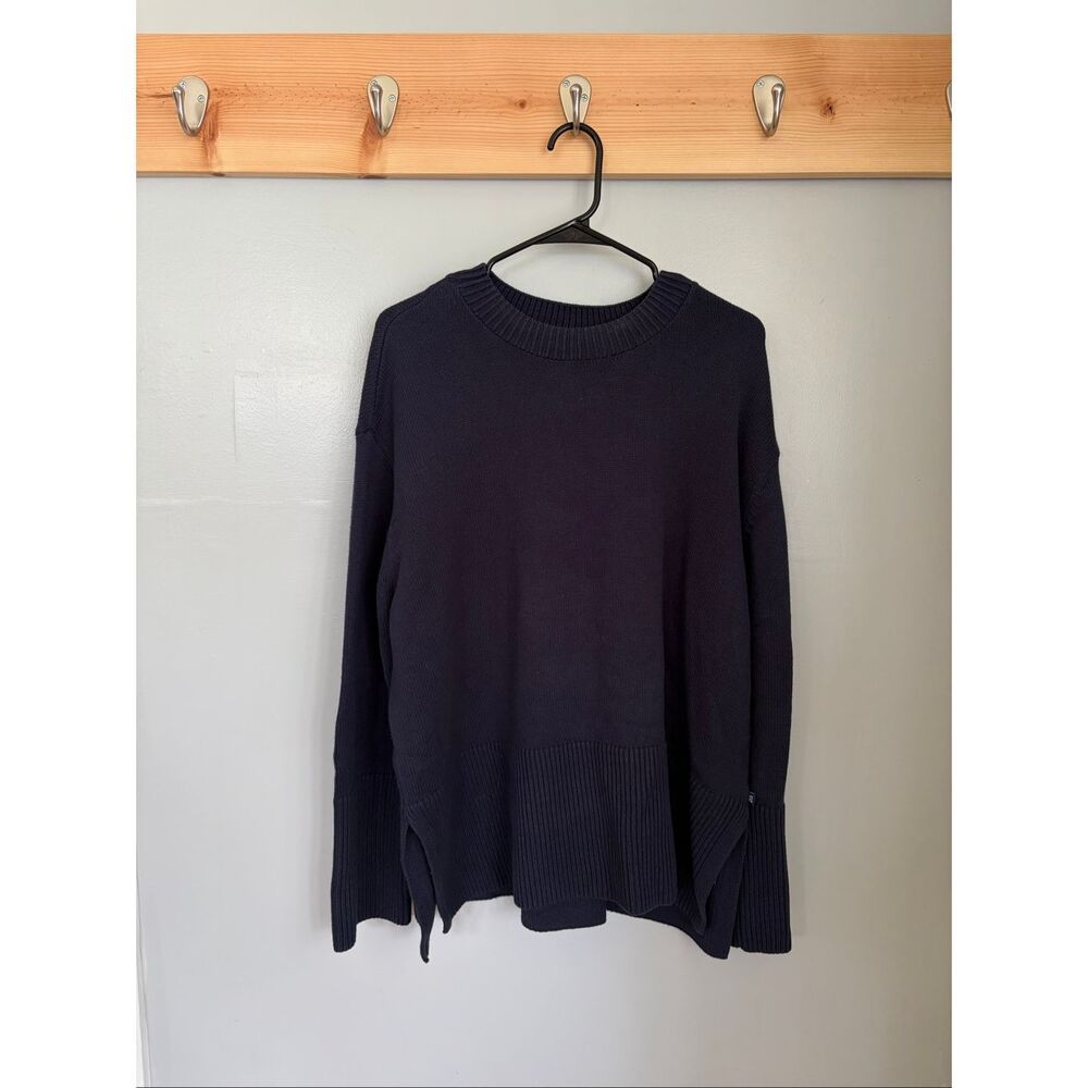 GAP 100% Cotton Navy Crewneck Sweater Ribbed Hem Closet Staple Size XL